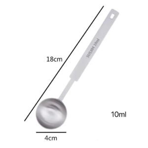 ZEST 10ml SUS304 stainless steel long-handled measuring spoon with dimension markings on a white background